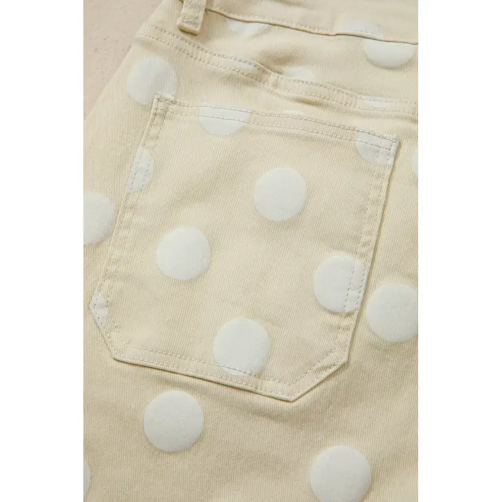 Khaki Polka Dot Print Raw Hem Shift Jeans - Image 8