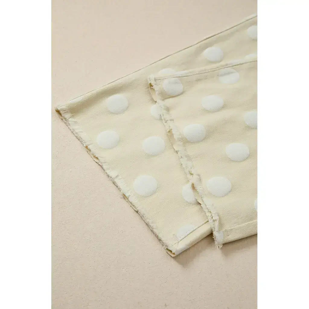 Khaki Polka Dot Print Raw Hem Shift Jeans - Image 10
