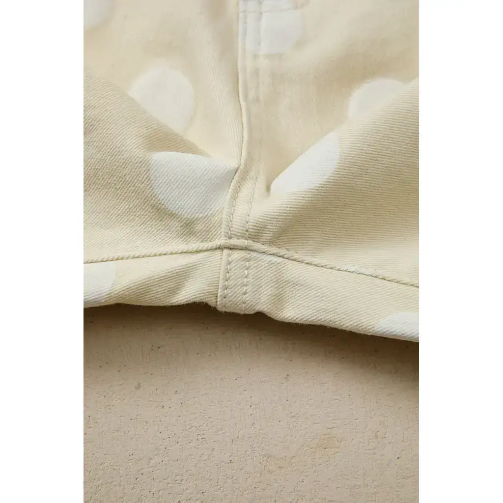 Khaki Polka Dot Print Raw Hem Shift Jeans - Image 11