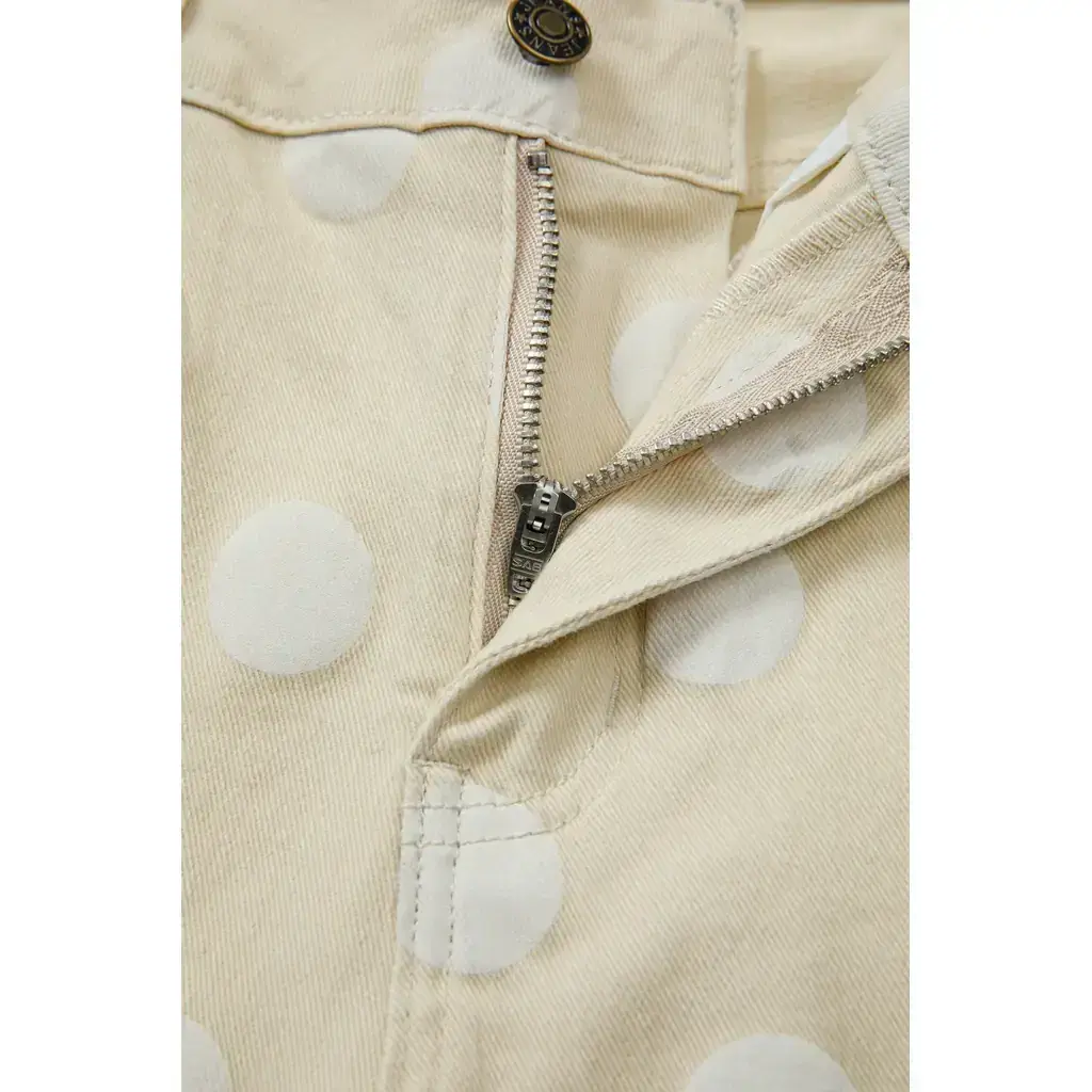 Khaki Polka Dot Print Raw Hem Shift Jeans - Image 12