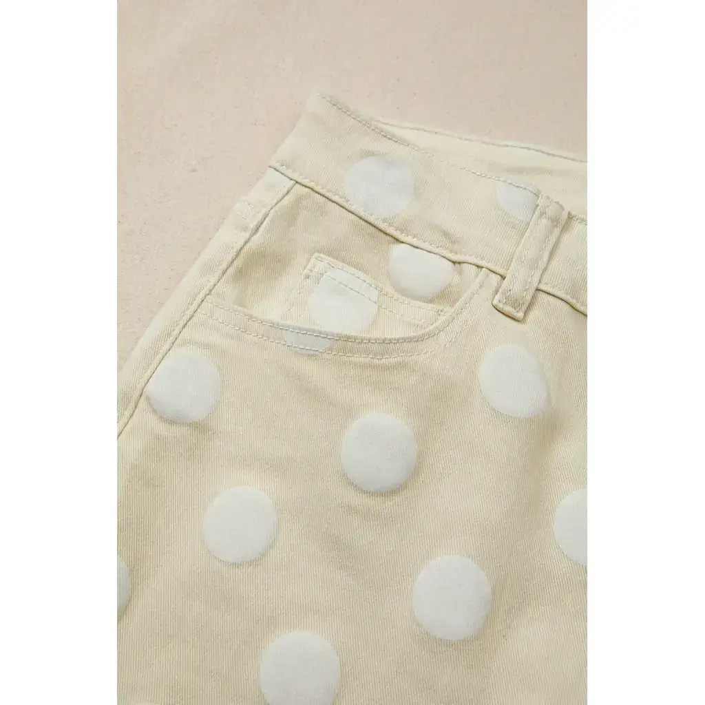 Khaki Polka Dot Print Raw Hem Shift Jeans - Image 13