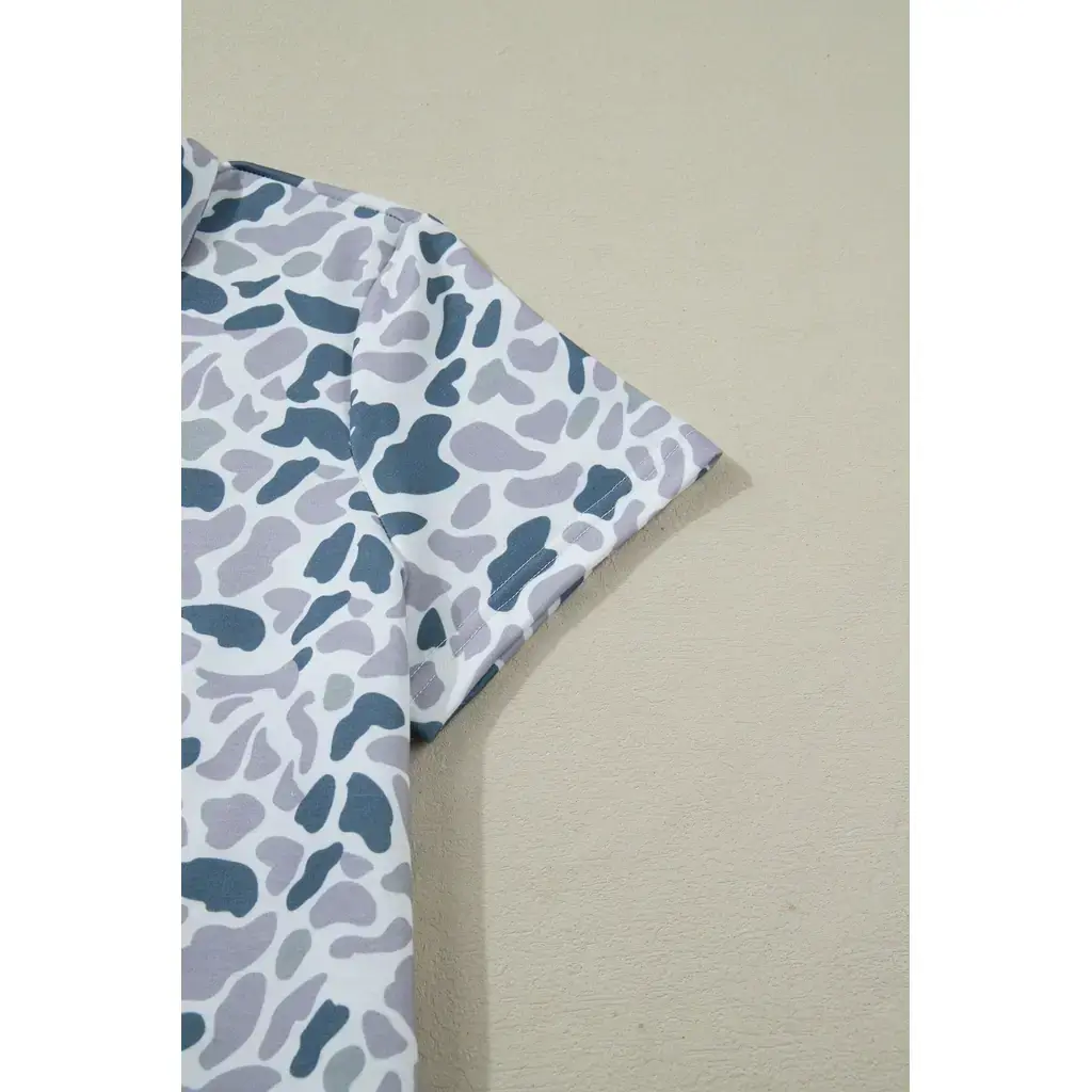 Multicolour Abstract Patterned Polo Collar T Shirt and Shorts Set - Image 13