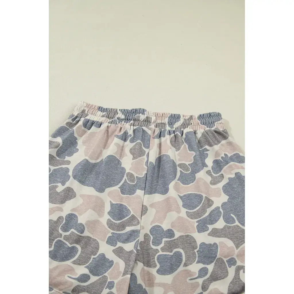 Multicolour Camouflage Loose Tee Drawstring Shorts 2pcs Outfit - Image 13