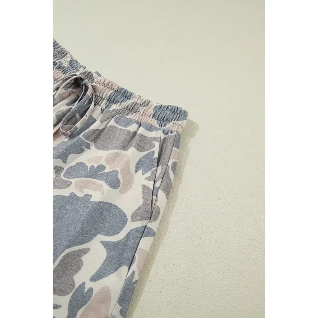 Multicolour Camouflage Loose Tee Drawstring Shorts 2pcs Outfit - Image 15