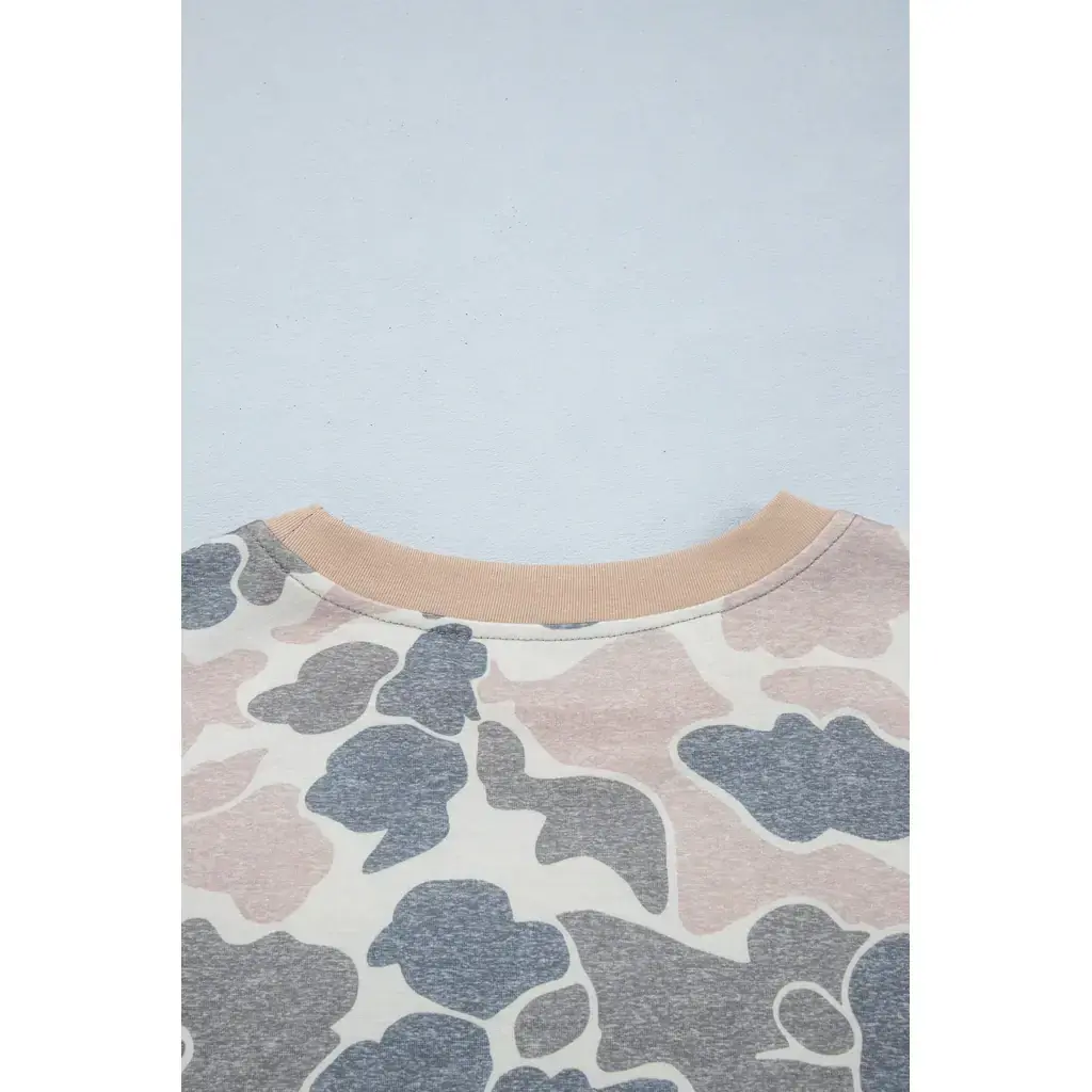 Multicolour Camouflage Patchwork Colorblock 2pcs Long Sleeve Top and Shorts Set - Image 7