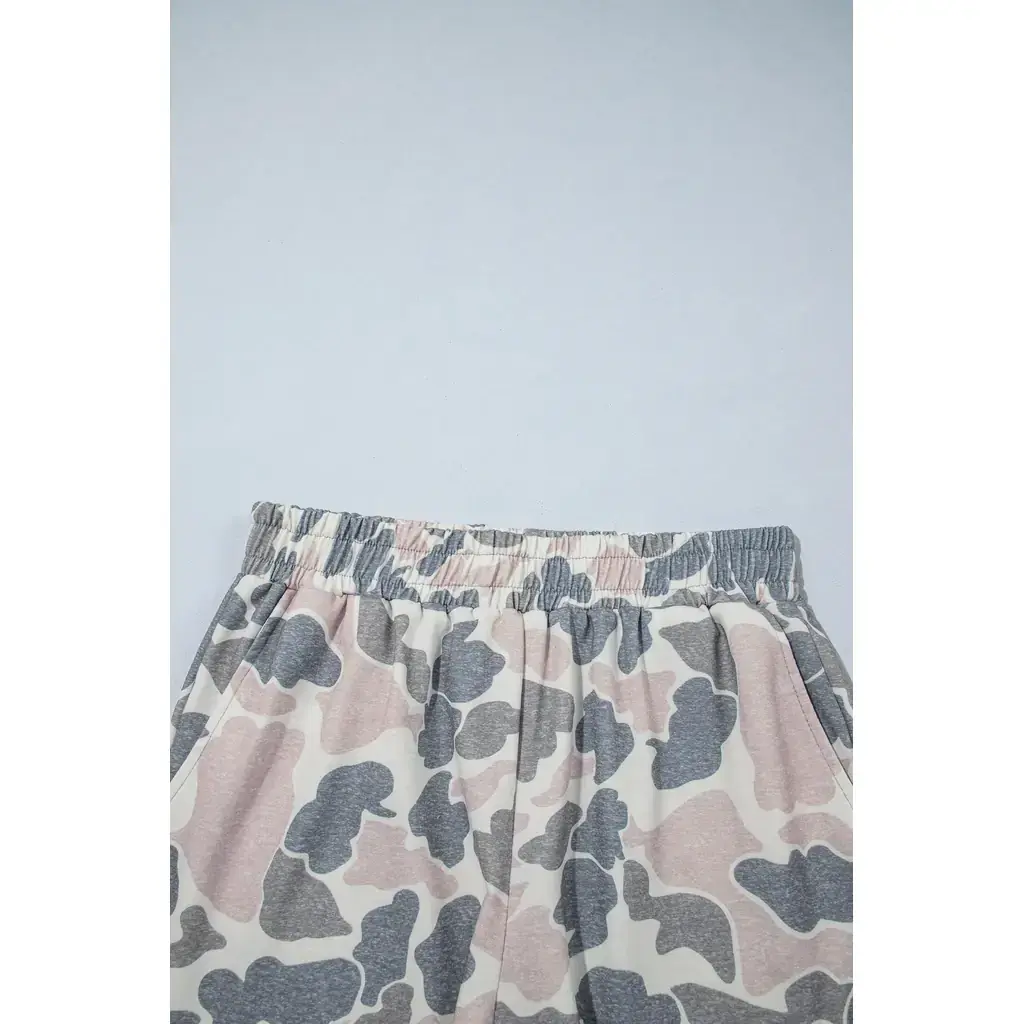 Multicolour Camouflage Patchwork Colorblock 2pcs Long Sleeve Top and Shorts Set - Image 11