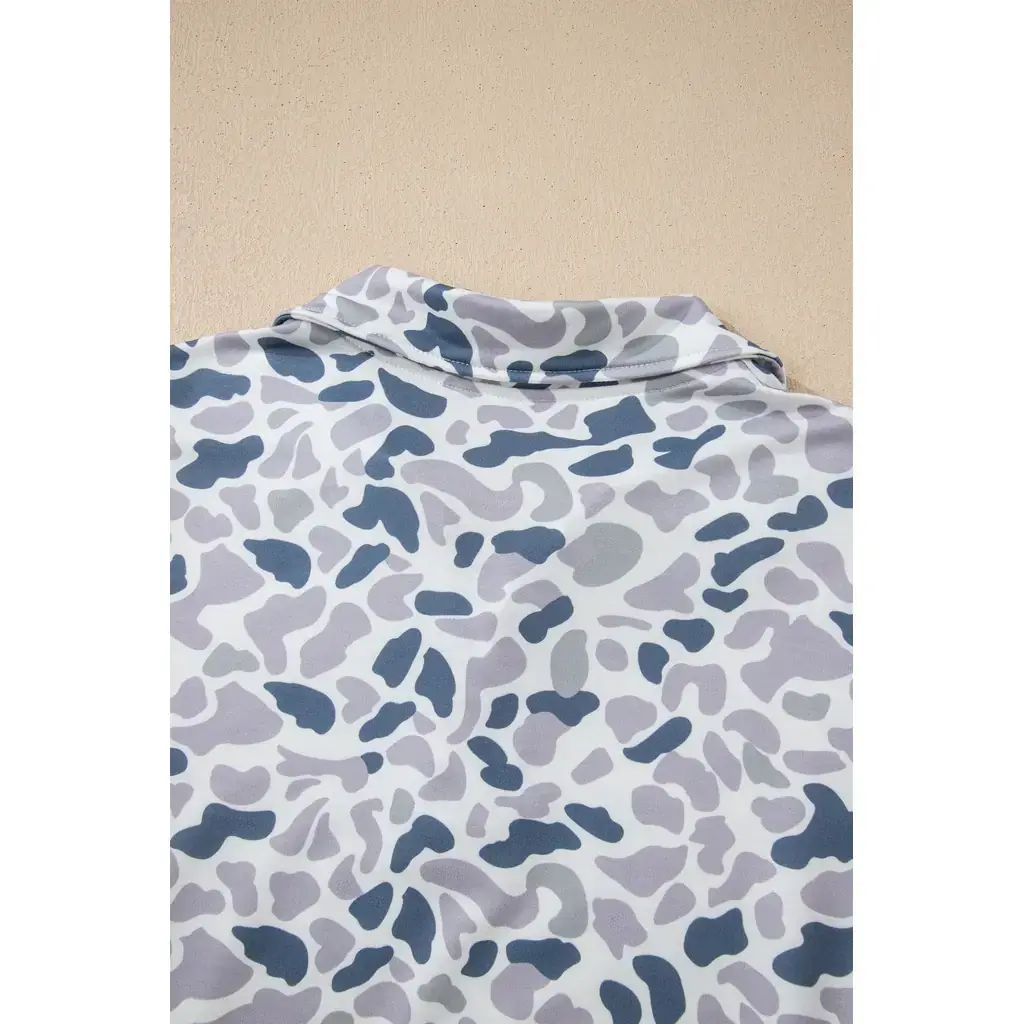 Multicolour Camouflage Print Kangaroo Pocket Zip Collar Pullover Sweatshirt - Image 18