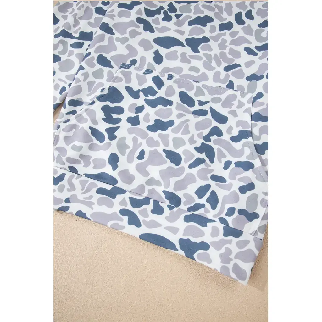 Multicolour Camouflage Print Kangaroo Pocket Zip Collar Pullover Sweatshirt - Image 20
