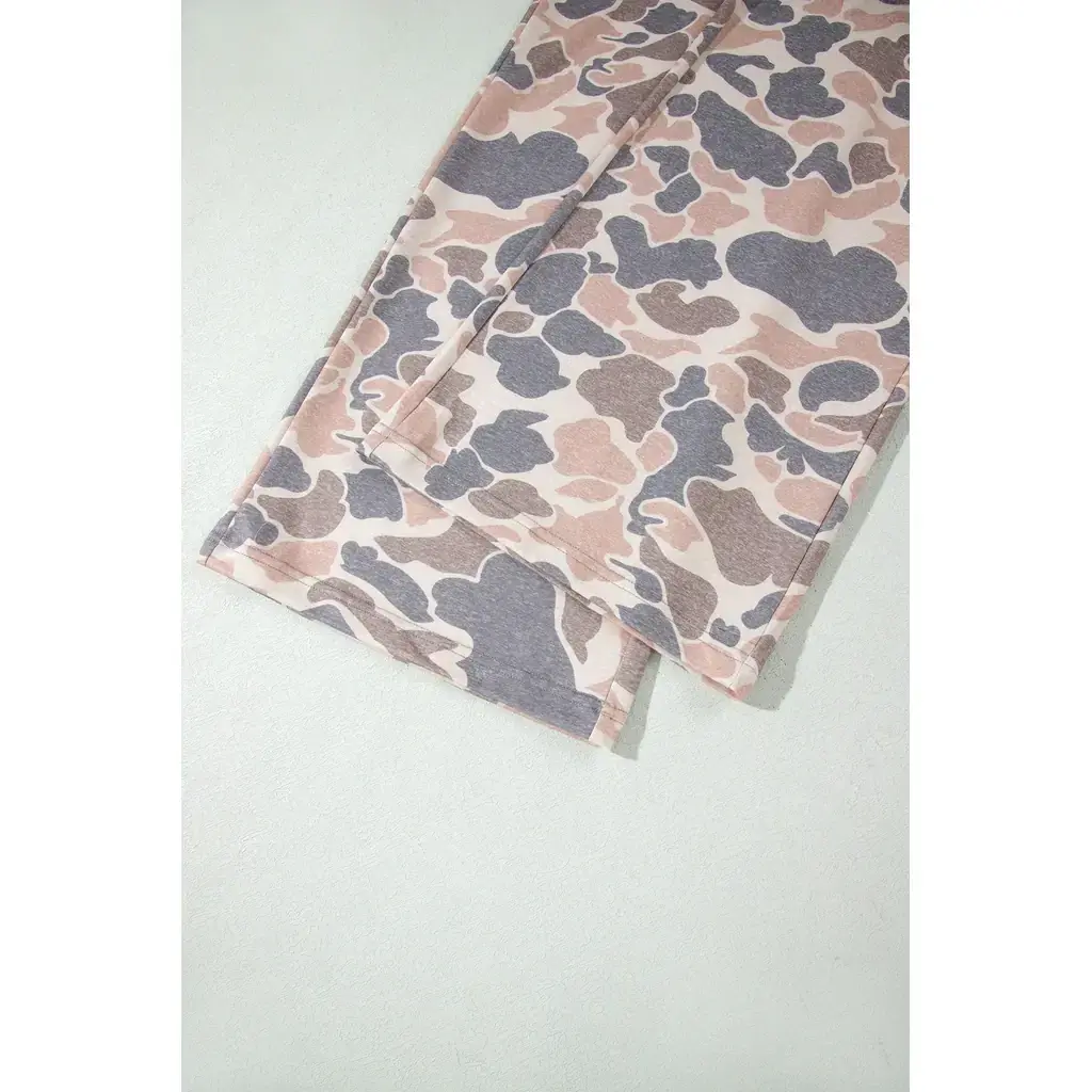 Multicolour Camouflage Print Long Sleeve Top Loose 2pcs Pants Set - Image 6