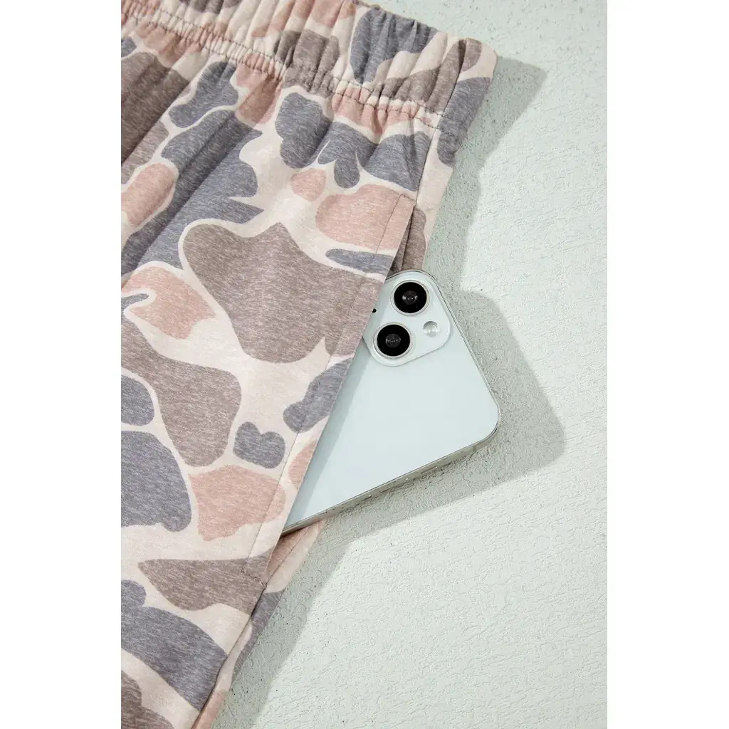 Multicolour Camouflage Print Long Sleeve Top Loose 2pcs Pants Set - Image 7