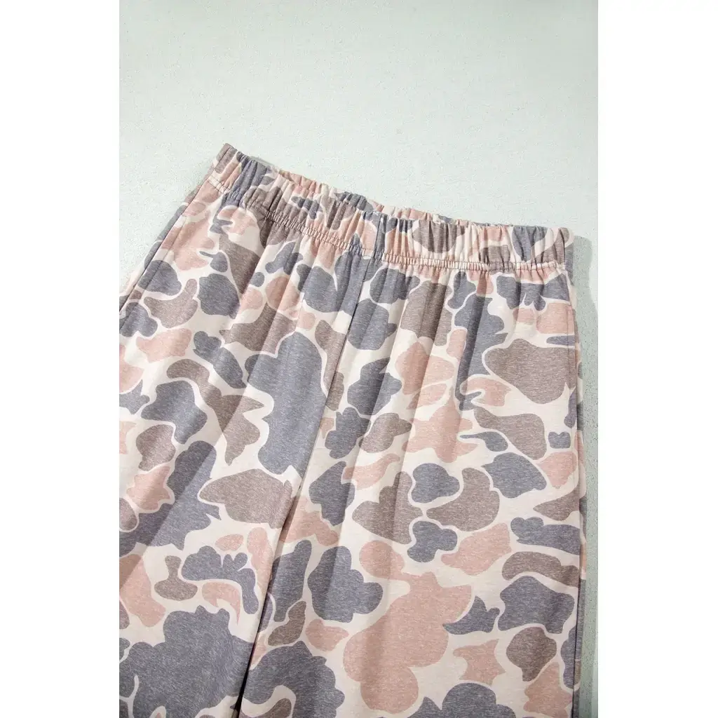 Multicolour Camouflage Print Long Sleeve Top Loose 2pcs Pants Set - Image 9