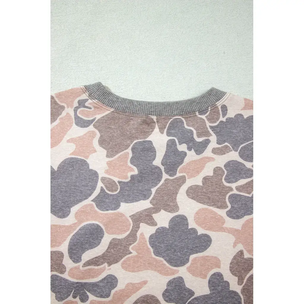 Multicolour Camouflage Print Long Sleeve Top Loose 2pcs Pants Set - Image 12
