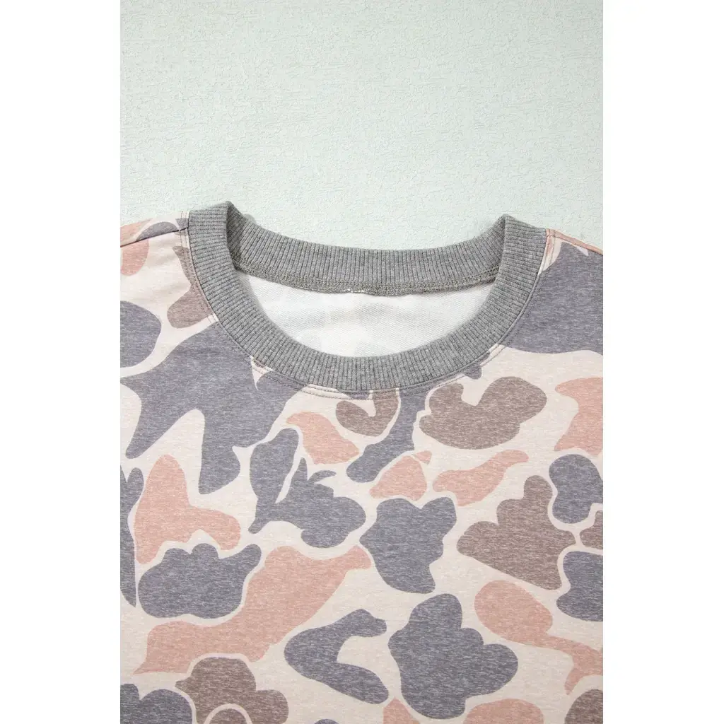 Multicolour Camouflage Print Long Sleeve Top Loose 2pcs Pants Set - Image 14