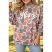 Multicolour Camouflage Western Graphic Plus Size Sweatshirt