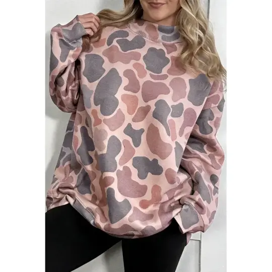 Multicolour Camouflage Western Style Pullover Sweatshirt