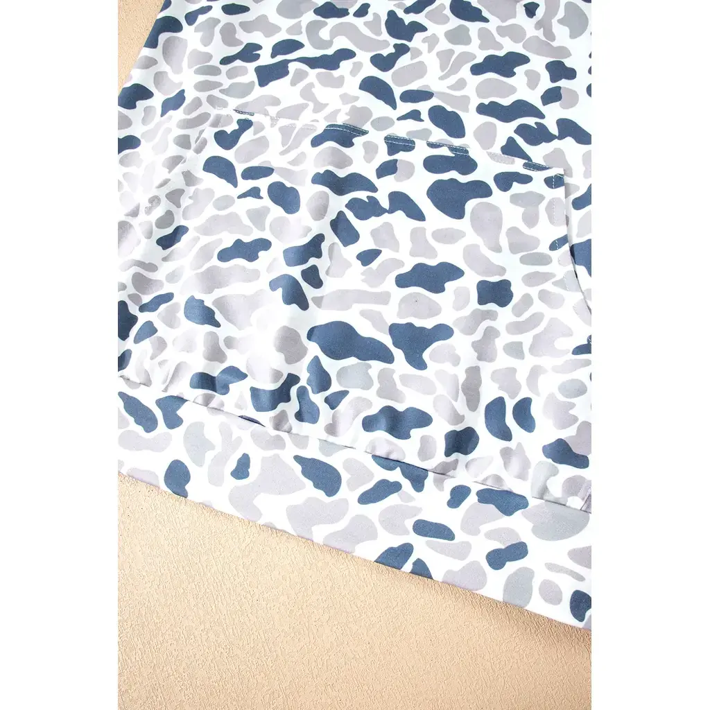 Multicolour Plus Camouflage Print Quarter Zip Kangaroo Pocket Pullover Sweatshirt - Image 14