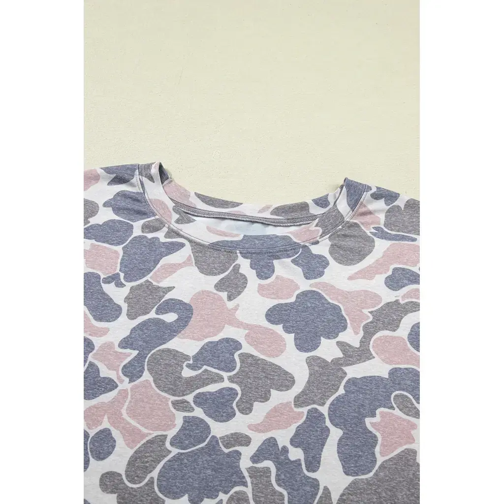 Multicolour Plus Size Camouflage Print Casual Tee and Shorts Set - Image 11