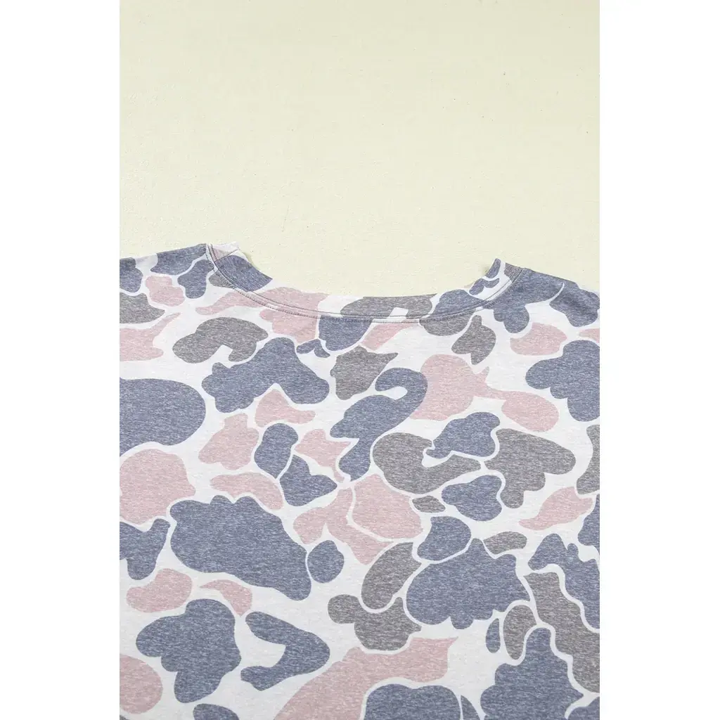 Multicolour Plus Size Camouflage Print Casual Tee and Shorts Set - Image 12