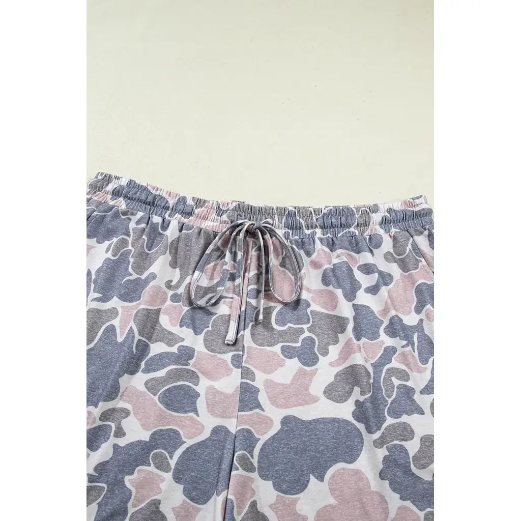 Multicolour Plus Size Camouflage Print Casual Tee and Shorts Set - Image 13