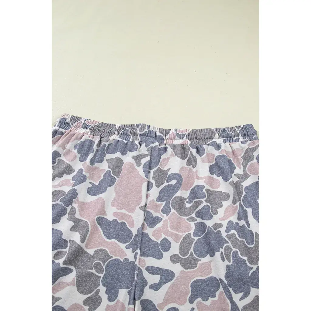 Multicolour Plus Size Camouflage Print Casual Tee and Shorts Set - Image 14