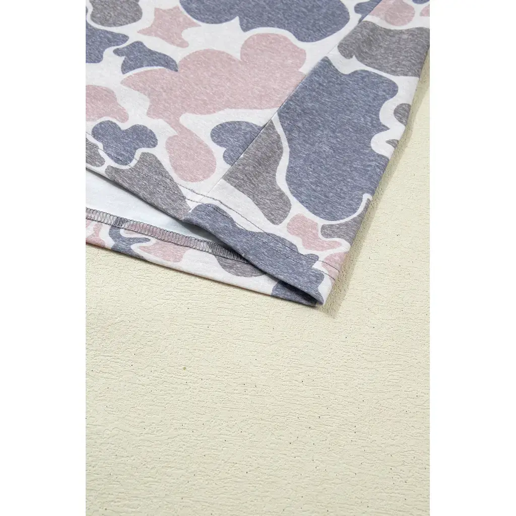 Multicolour Plus Size Camouflage Print Casual Tee and Shorts Set - Image 19