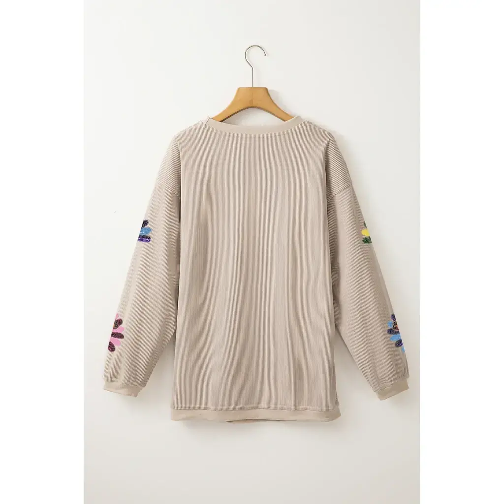 Smoke Gray Turkey Graphic Corded Baggy Sweatshirt - Image 6
