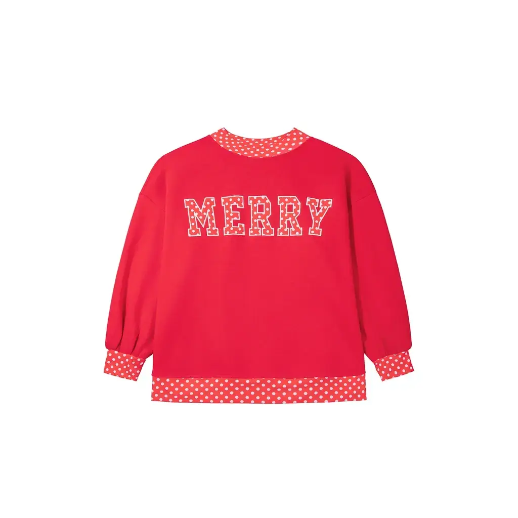 Tomato Red Casual Polka Dot Patchwork Letter Graphic Plus Size Sweatshirt - Image 12